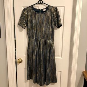 Lularoe elegant Amelia.  Hunter green and gold